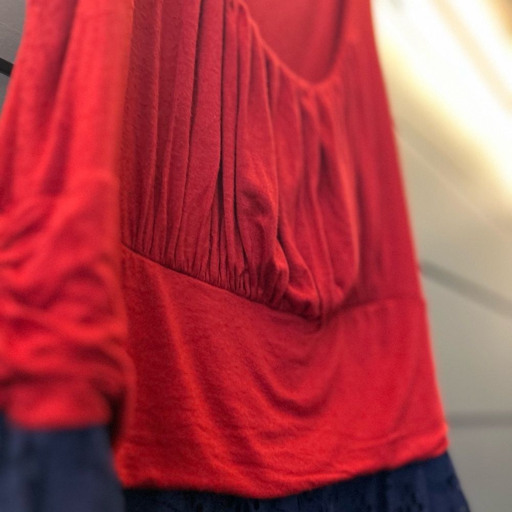 Maitai Red Pleated Top and Navy Lace Mini Dress, Size 2X - Picture 3 of 9